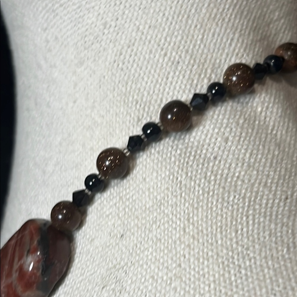 Healing Moss Agate Pendant with Red Jasper & Midnight Sandstone - Picture 7 of 11